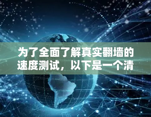 为了全面了解真实翻墙的速度测试，以下是一个清晰的步骤指南